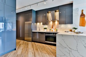 amazing kitchen with high gloss kitchen cabinets - kitchen renovations